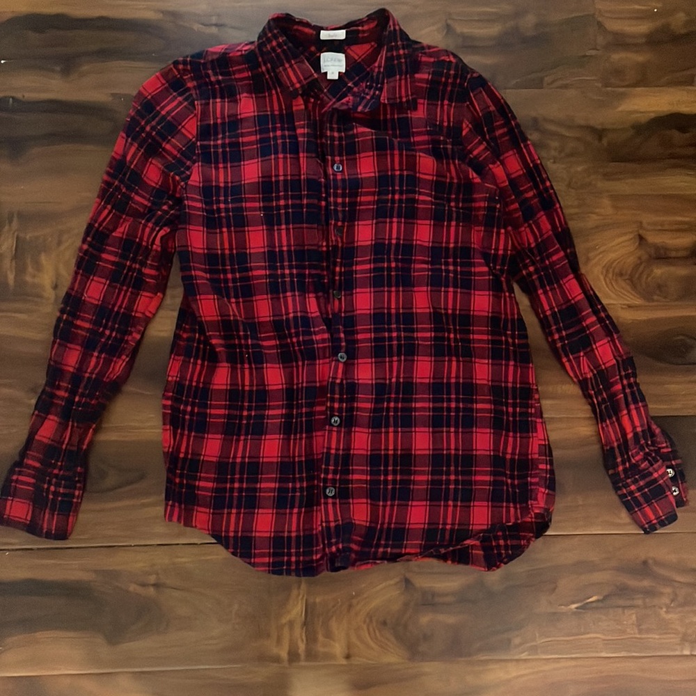 J Crew Women’s Red Flannel Button Up Size M